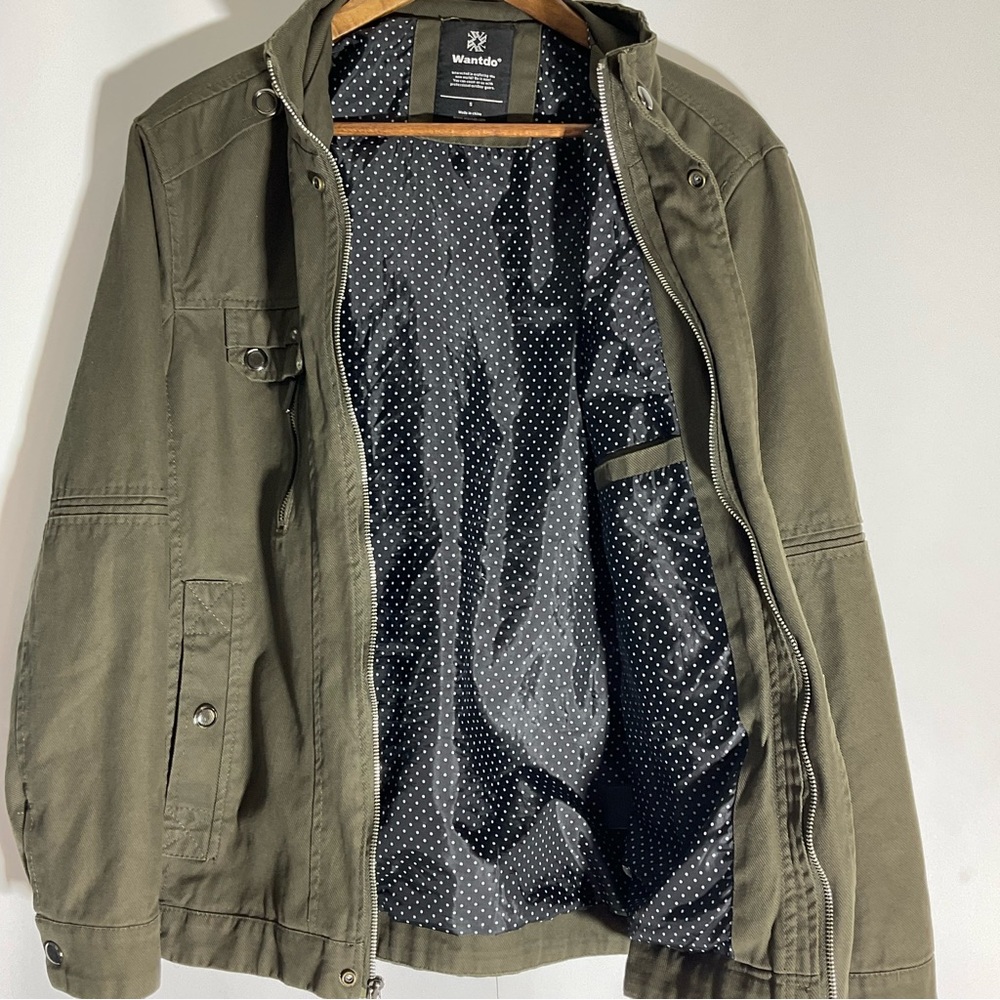 Wantdo Men’s Stand Collar Cotton Military Coat Army Green Five Pockets Size SM - Picture 12 of 16